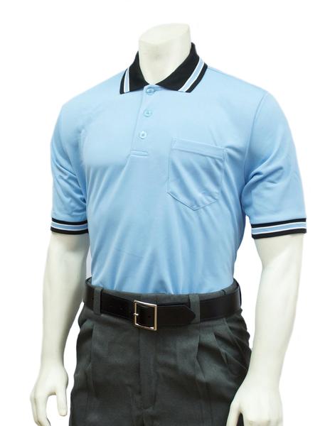 Performance Mesh Umpire Short Sleeve Shirt - Powder Blue with Black