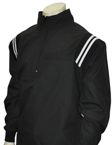 Long Sleeve Microfiber Shell Pullover Jacket w/ Half Zipper w/ Open Bottom - Available in Black Only