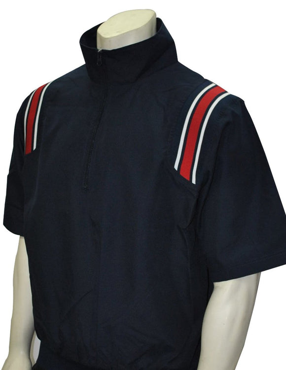 1/2 Sleeve Pullover Jacket w/ Half Zipper - Navy with Red