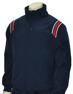Long Sleeve Microfiber Shell Pullover Jacket - Navy with Red