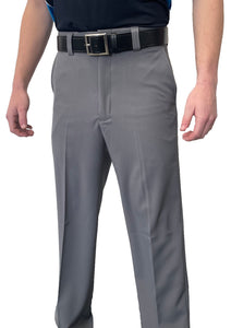 4-Way-Stretch Flat Front Pants with Slash Pockets - Heather Grey