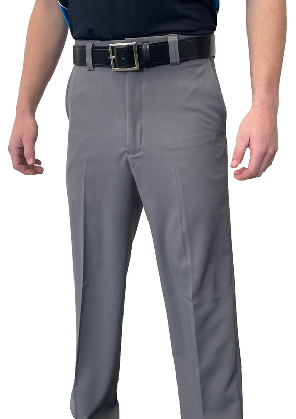 4-Way-Stretch Expander-Waistband Flat Front Pants with Slash Pockets - Heather Grey