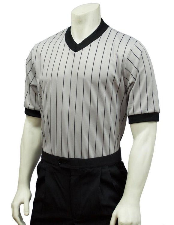 Basketball Body-Flex Men's Grey Referee Shirt with Pinstripes