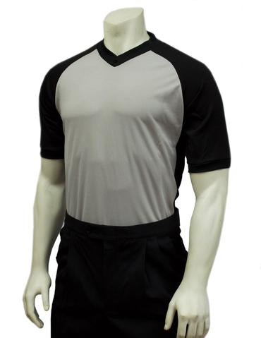Basketball Body-Flex Men's Grey w/ Black Raglan Sleeve and Black Side Panel Referee Shirt