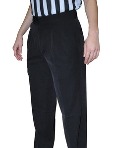 Women's 4-Way Stretch Black Pleated Pants with Slash Pockets