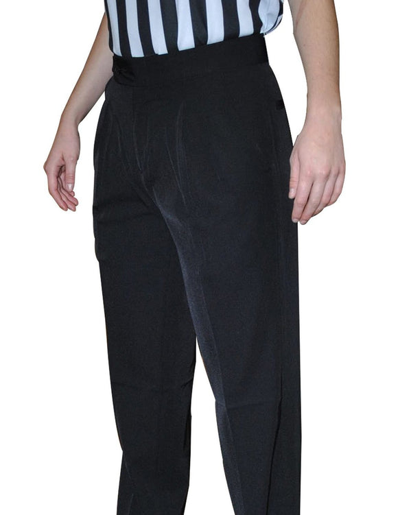 Women's 4-Way Stretch Black Pleated Pants with Slash Pockets