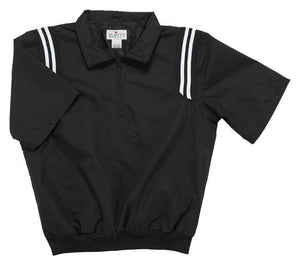 1/2 Sleeve Pullover Jacket w/ Half Zipper - Black with White