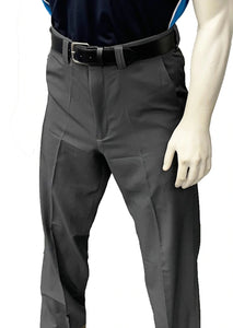 4-Way-Stretch Expander-Waistband Flat Front Pants with Slash Pockets - Charcoal Grey