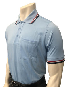 NEW Traditional Body-Flex Umpire Short Sleeve Shirt - Powder Blue/Red