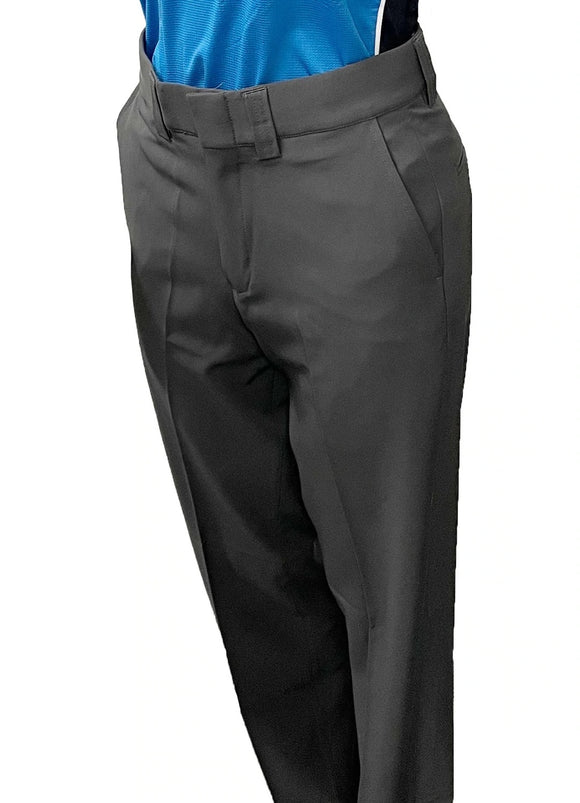 Women’s 4-Way-Stretch Flat Front Pants with Slash Pockets - Charcoal Grey